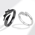 Fashion Valentine's Day Gift Black Gun Silver Plated Adjustable Angel Devil Couple Rings Jewelry for Lovers