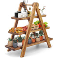3 Tier Serving Tray Farmhouse Wood Tiered Tray Decor Serving Platter Ladder Serving Trays for Party Picnic