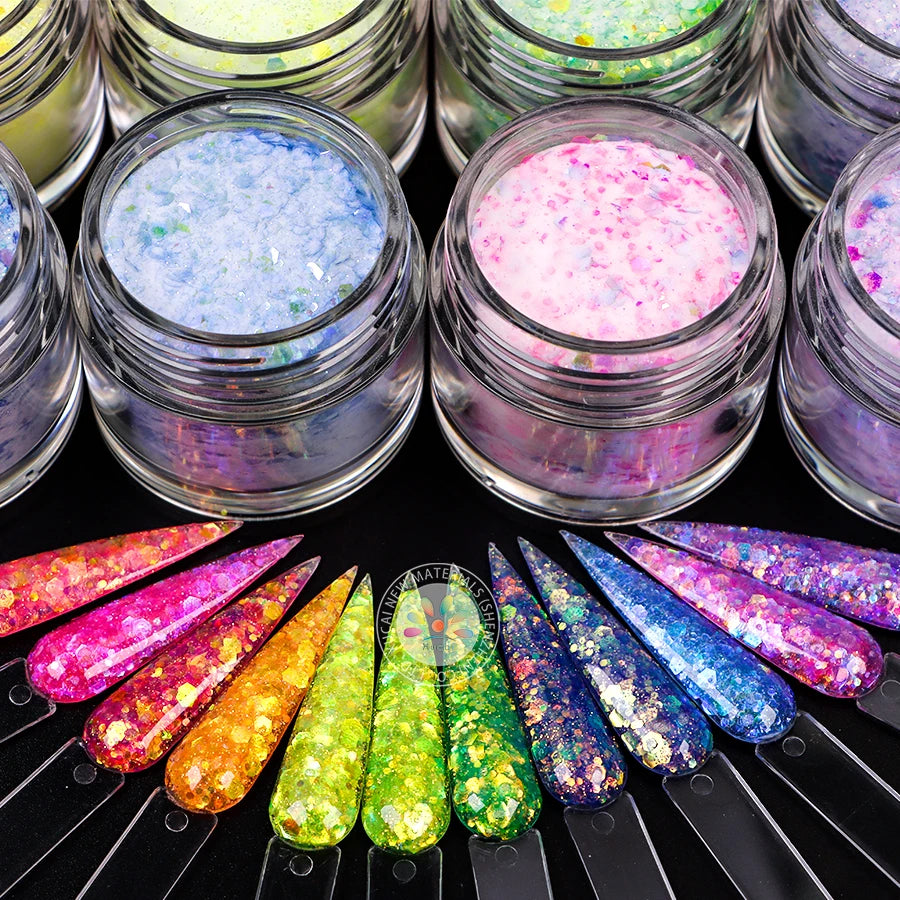 1KG MOQ New Seasonal Mixed Glitter Acrylic Dipping Powder Acrylic Glitter Powder