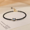 Fashion Adjustable Crystal Beads Cat Bracelet Black Shell Cat Shaped Bracelet Jewelry for Girls