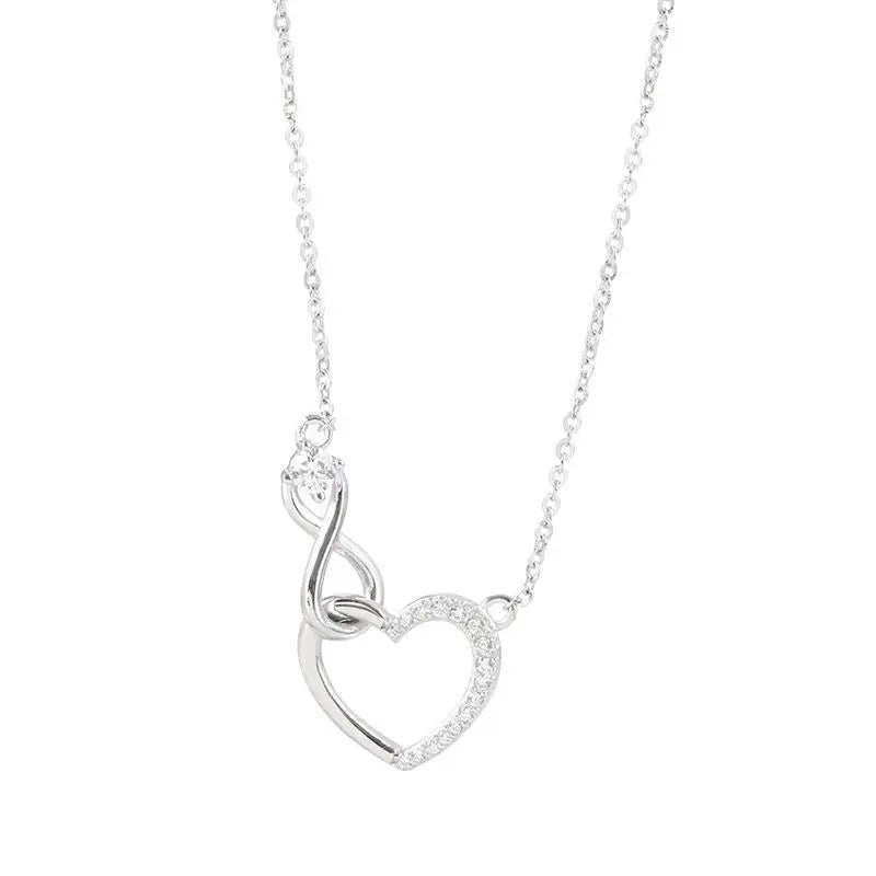 Shiny Zircon Heart Necklace Wholesale Silver Plated Pave Heart Pendant Necklace Jewelry for Women