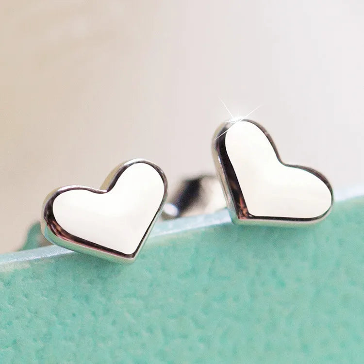 925 Sterling Silver Heart Stud Earrings for Women Girls Fashion Jewelry 2021