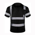 Black Safety T-shirt Custom Logo High Visibility Work Clothes With Pocket Quick Dry Breathable Short Sleeve Reflective T Shirt