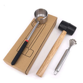 Epsilon 3Pcs Coconut Opener Tool Set Stainless Steel Opener With Wooden Mallet Easy Convenient Coconut Meat Tool Fruit Divider