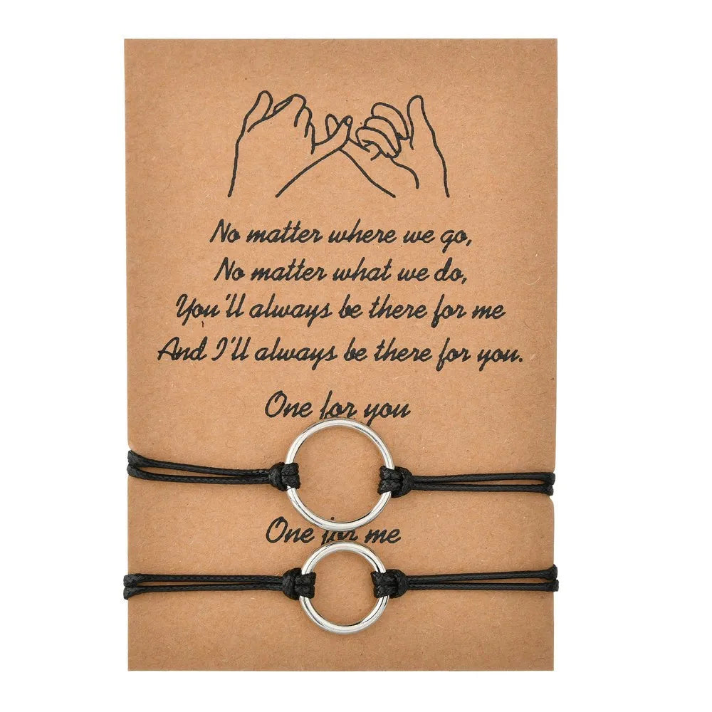 Make a Wish Gift Grandma Mom Mother Daughter Granddaughter Circle Charm for 3 Generations Pinky Swear Promise Couple Bracelets