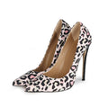 Sexy Pink Leopard Suede Pointed Toe Stiletto Heels 12CM Women Plus Size 35-47 Custom Colors Available