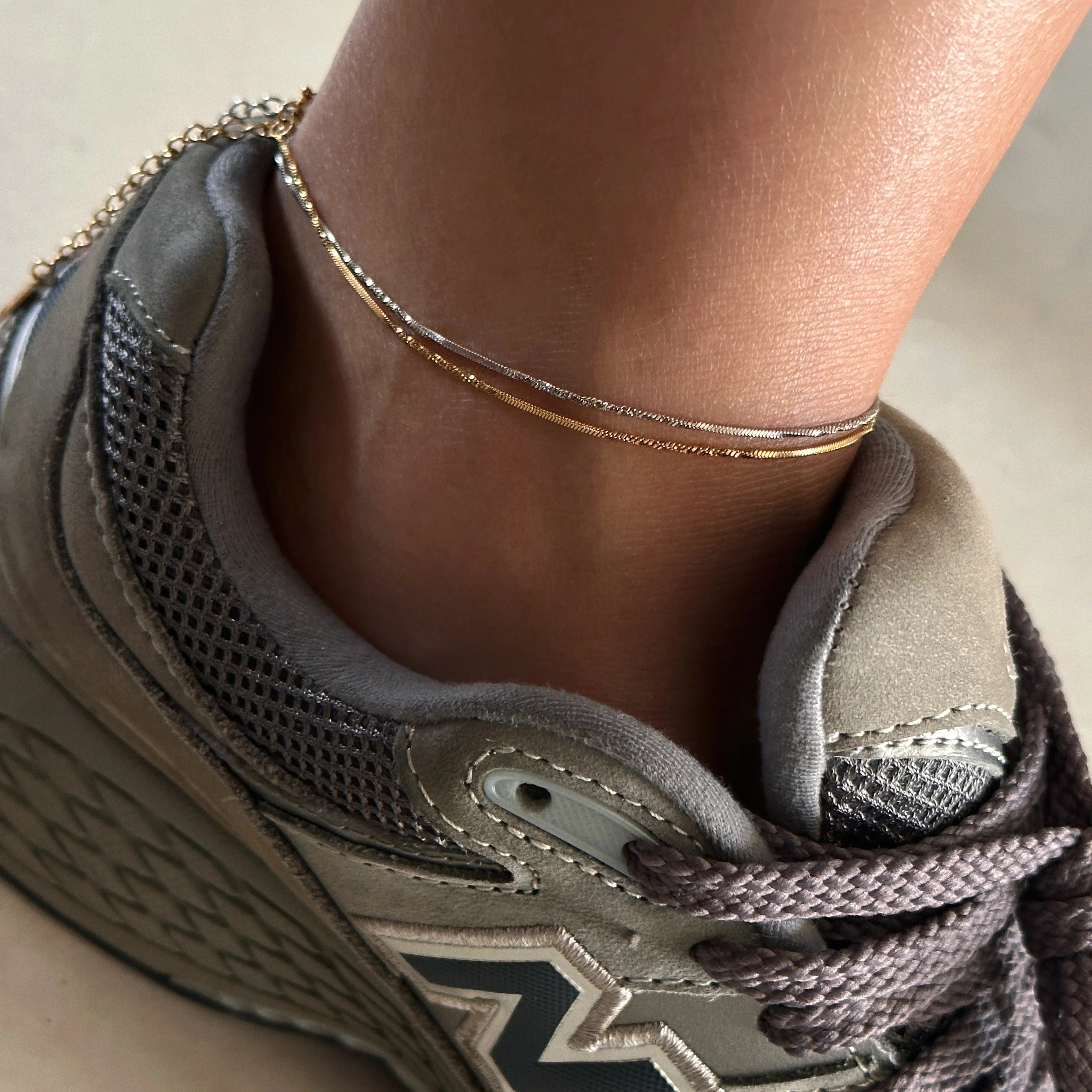 2024 Dazan New Ins 18k Gold Plated Tarnish Free Stainless Steel Fashion Twist Snake Chain Gold Silver Layover Style Anklet