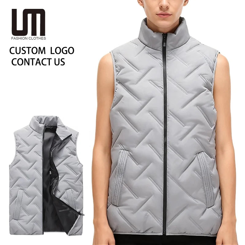 Cheap Wholesale Custom Logo Autumn Winter Trending Men S Warm Sleeveless Vest Waistcoat Stand up Collar Clothing Jackets