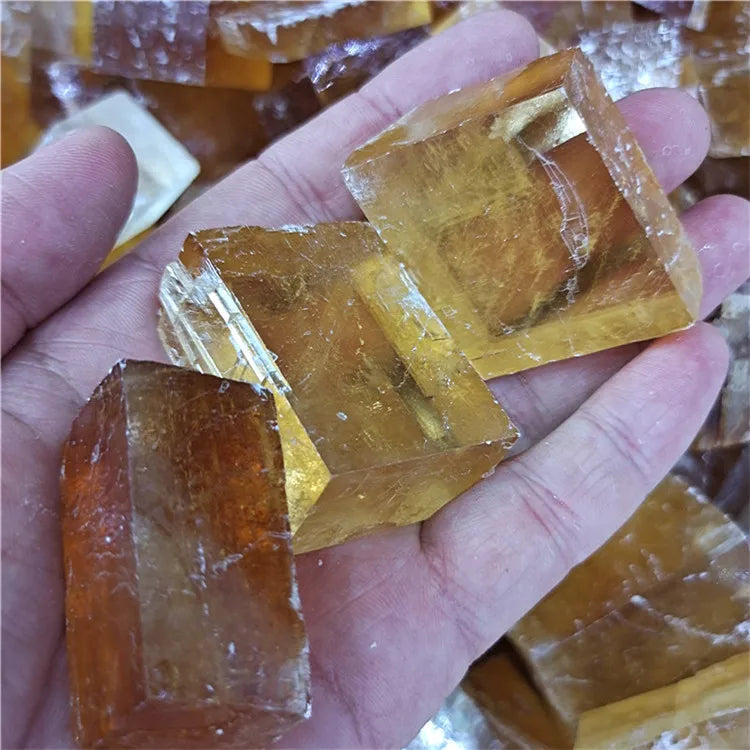 Natural Crystal Gemstone Raw Calcite Stone Prices Yellow Optical Rough Calcite for Sale