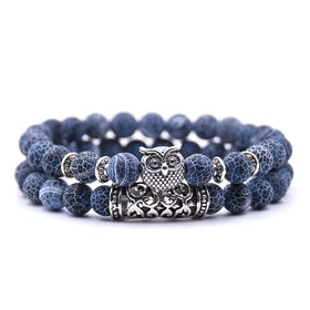 Handmade 8mm Beads Couple Owl Bracelets for Women Trendy Elastic Healing Crystals Ball Shape Spiritual Energy Bracelet for Men