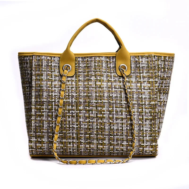 Summer Large Capacity Women Chain Bag Handbags for Female Fashion Shoulder Beach Luxury Designer Tote Ladies Hand Bags Canvas