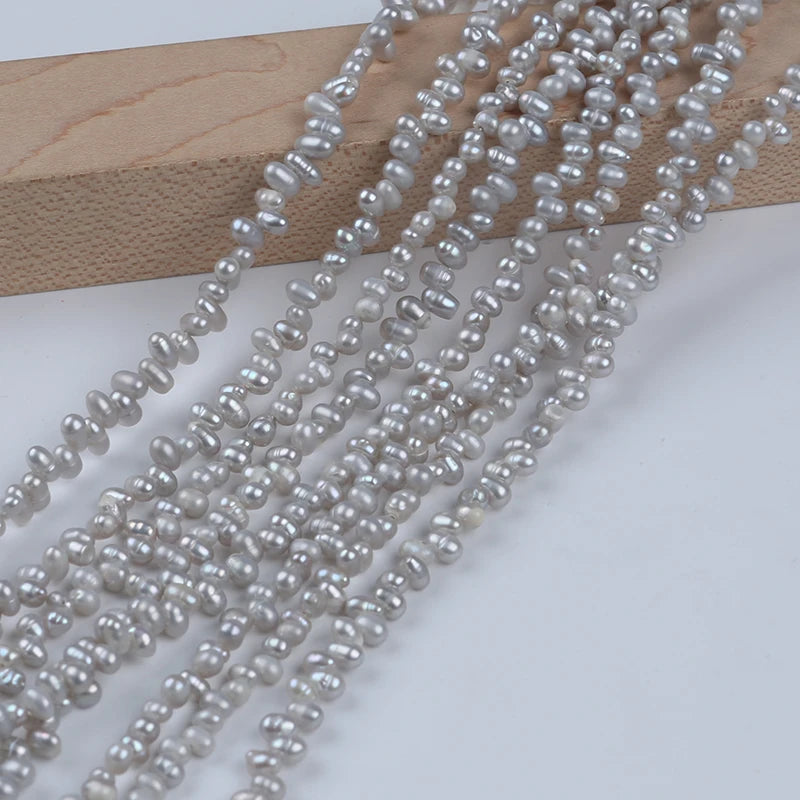 3.5-4mm a Quality Pearls Top Drilled Natural Freshwater Rice Pearl Grey Rice Pearl Beads