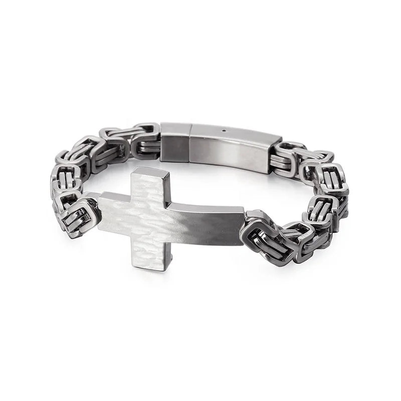 New Stainless Steel Cross-bent Brand Jewelry Retro Men's Imperial Shape Chain Bracelet