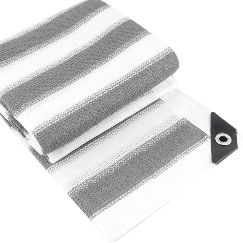 Tewango 150GSM New HDPE Mesh Grey White Stripe Sun Shading Net Swimming Pool Privacy Screen Balcony Safety Netting