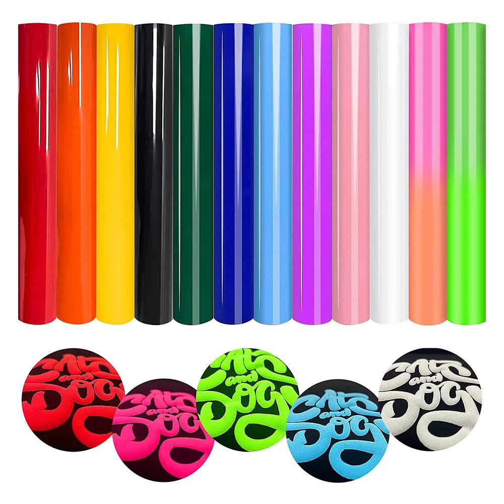 Diylobby 25cm 50cm 12"x 10" Real 3D Puff Heat Transfer Vinyl Sheets Foaming HTV Press Film Puffy Vinyl Iron for DIY Bag Clothing
