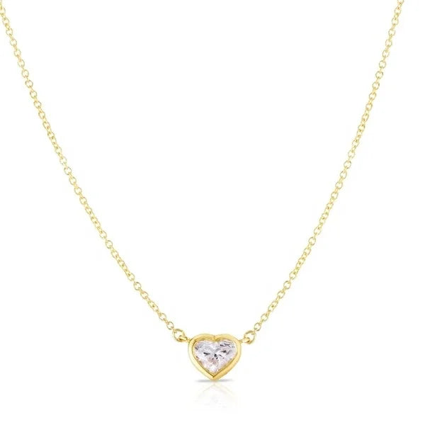 LOZRUNVE Custom Jewelry 18k Gold Bezel Setting Zircon Heart Pendant Necklace 925 Silver