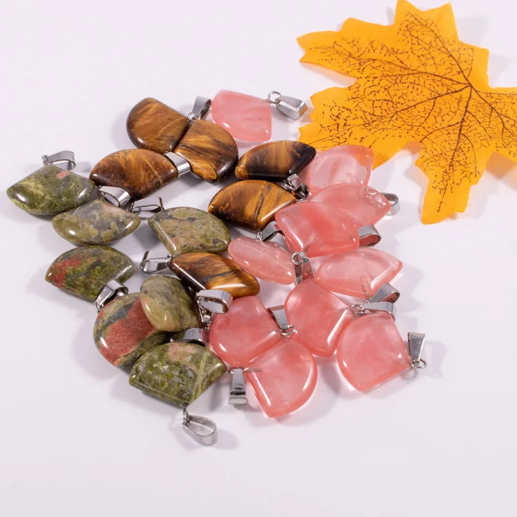 Huiying Antique jade pendant healing crystal stone semi precious sector pendant jewelry