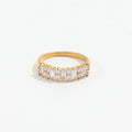 Fenny 18K Gold Plated Wholesale Luxury Half Circle Rectangle Crystal Pave Stainless Steel Finger Ring Trendy for Women