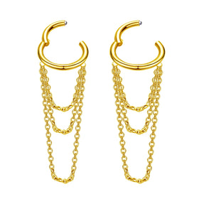 G23 Titanium 16G Cartilage Helix Piercing Jewelry Chain Dangle Hoop Earrings for Women