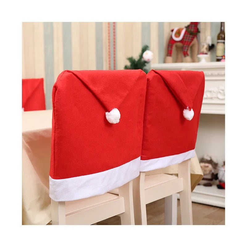 Wholesale WUJI Classic Red Santa Hat Chair Cover CV1-7H Polyester 65x50cm Christmas Seasonal Decoration