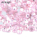 JUNAO Top Quality SS3-SS50 Light Rose Crystals Stones Round Diamond Strass Flatback Glass Rhinestones for DIY