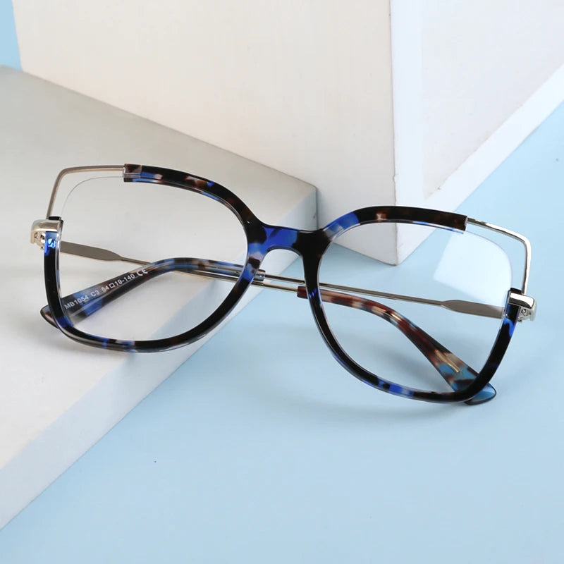 Custom Eyewear Wholesale Factory Supplier Vintage Triangle 2022  Women Acetate With Metal Manufactures Eye Frame Optical Glasses