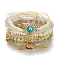 FanYue 2022 Ins Hot Selling Multilayer Handmade Beaded Temperamental Colorful CRYSTAL GLASS Seed Bead Bracelet Evil Eye Women