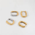 2022 18K Gold Plated Hammered Gold & Silver Mixed Stainless Steel Hoop Earring Non Tarnish Waterproof Jewelry Wholesale