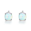 Fine Jewelry New Simple 925 Sterling Silver Fashion Natural Round Opal Stud Earrings For Women Girls Wholesale