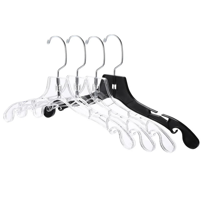 Hot Sale Plastic Hanger Wholesale 17" Clear Clothes Transparent Plastic Shirt Dress Hangers