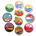 3D Sunset Embroidered Badge Sea Wave Emblem Chest Label Patch for Children's Clothing with Adhesive Back Embroidered Cloth