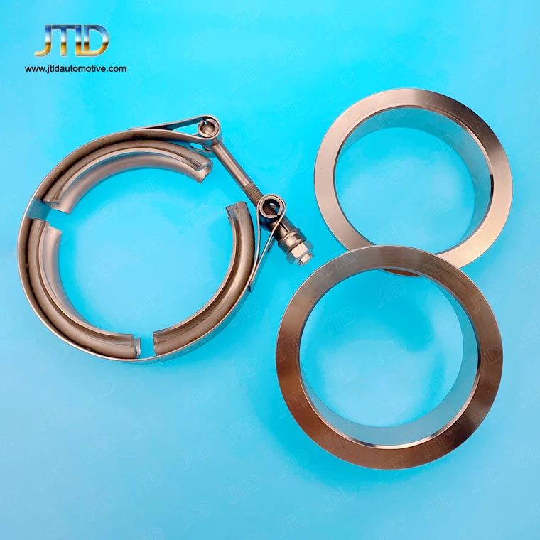 JTLD 2.36" 60mm 304 Stainless Steel 304 Stainless Steel V Band Clamps Assembly (2 Flanges and 1 Clamp)