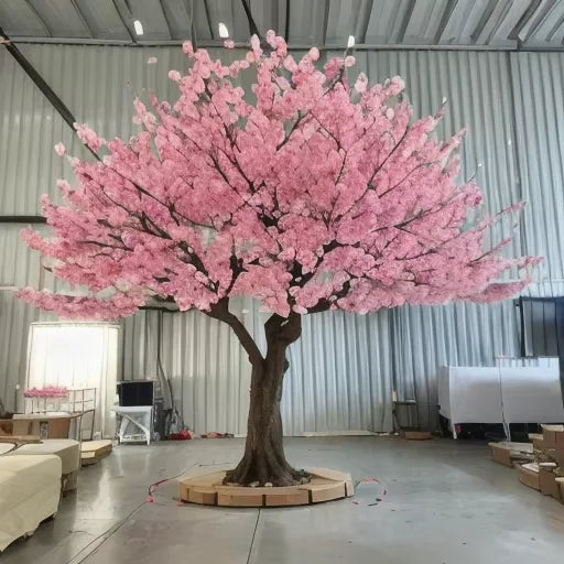 Custom 2m-20m Rayon Flower Tree Large Flower Cherry Tree Glass Fiber Trunk Wedding Decoration Garden Custom Tree