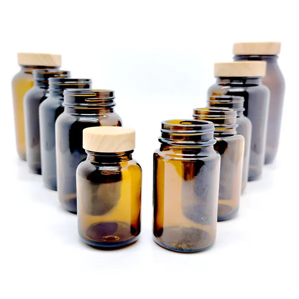 Powder Jar 60ml Capsule Glass Pill Bottles 60cc 75cc 100cc 120cc 150cc 200cc 250cc 300cc 400 / 500 / 625/ 750 Amber Glass Bottle