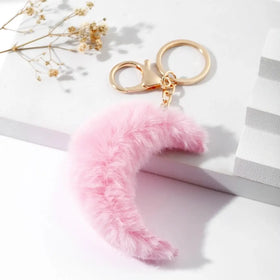 Pompom Keychain Bulk Puff Keychain Bag Accessories Women Girls Fluffy Pink Moon Keychain