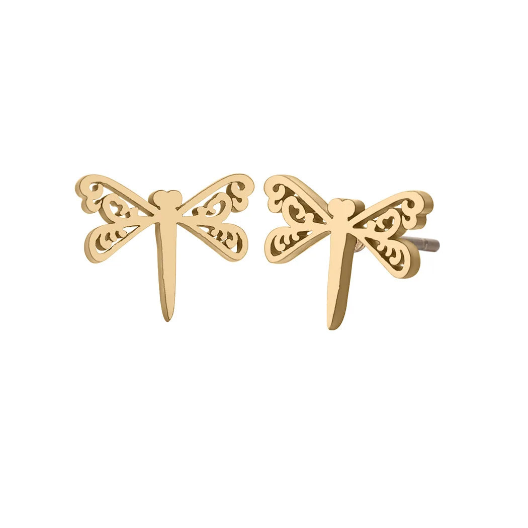 EDE276 Top Quality Spot Stainless Steel Gold Jewelry Cute Little Insect Stud Jewelry Dragonfly Earring