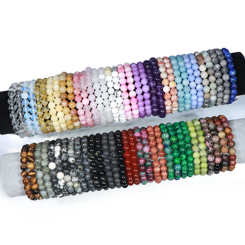 Wholesale Fengshui Precious Stone Bracelet Smooth Crystal Healing Real Natural Amethyst Jade Stone Beaded Bracelet