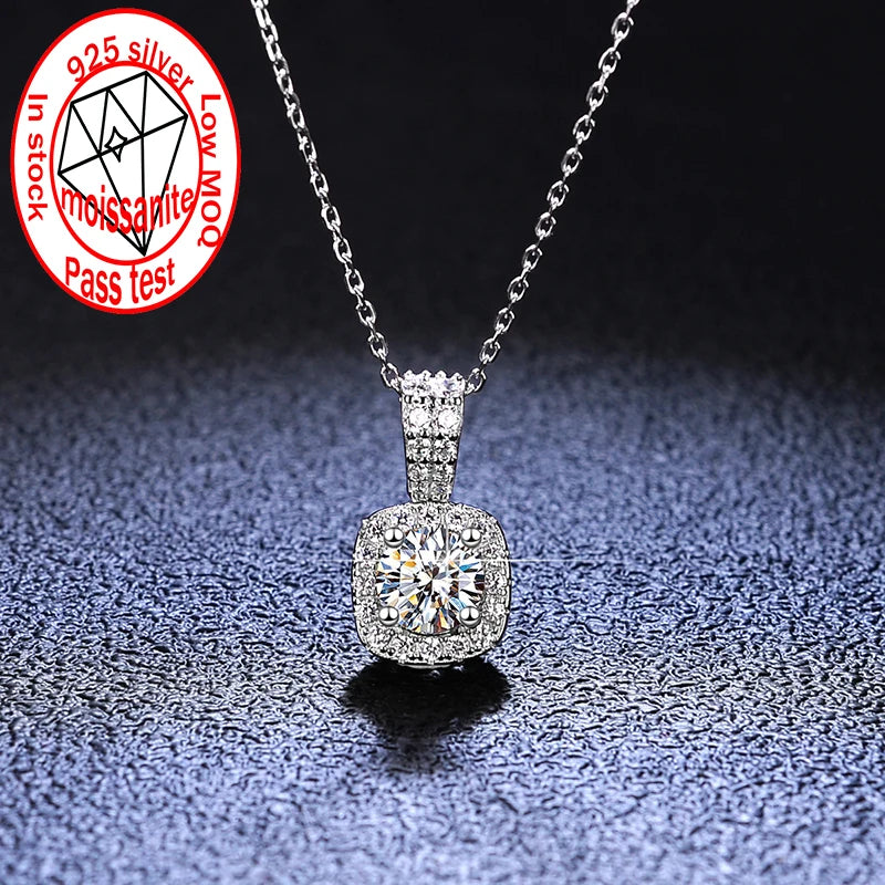 925 Sterling Silver Fine Jewelry Necklace Moissanite Collarbone Pendant Female Wild Ins Inspired Pendants Charms Product