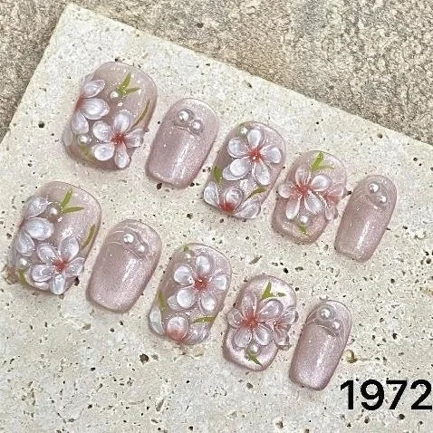 NEW Fashion Luxury Rhinestones Press on Nails Almond Super Long Square French Style Artificial False Nail Art Tips