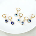 Wholesale Gold Plated Round White Blue Turkish Evil Eye Earring Jewelry for Women