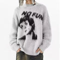 Custom OEM/ODM Men's Anti-Wrinkle Mohair Fuzzy 12GG Gauge Needle-Detecting Long Sleeve Crew Neck Winter Pullover Sweater