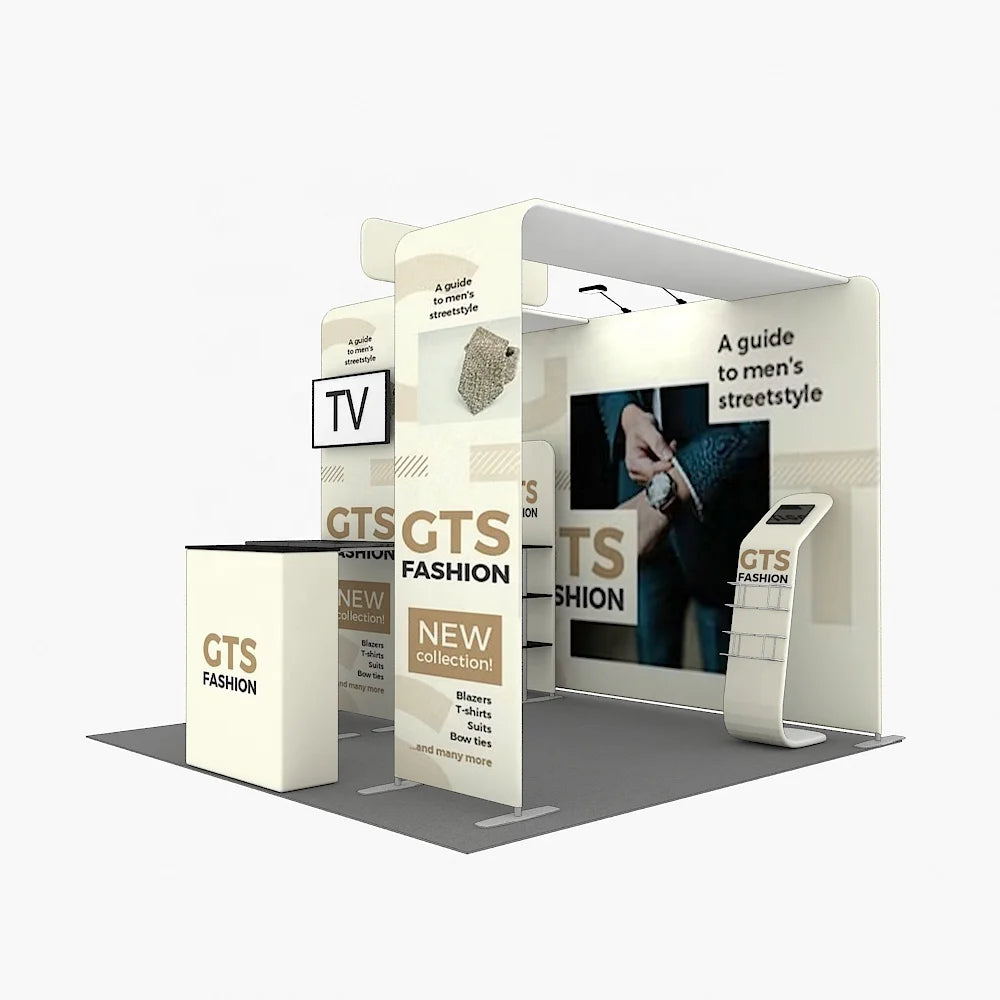 10x10 Portable Aluminum Pillowcase Fabric Backdrop Stand Quick Setup Exhibition Display Trade Show Booth