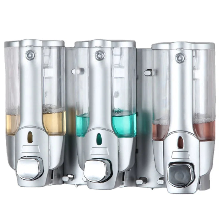 Wall Mounted Manual Three Shampoo Dispensers Hotels Liquid Shower Soap Dispenser