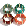 2025 Fashionable Resin Petal Bead Bracelet Golden Electroplated CCB Spacer Personalized Acrylic Elastic Bangle for Women