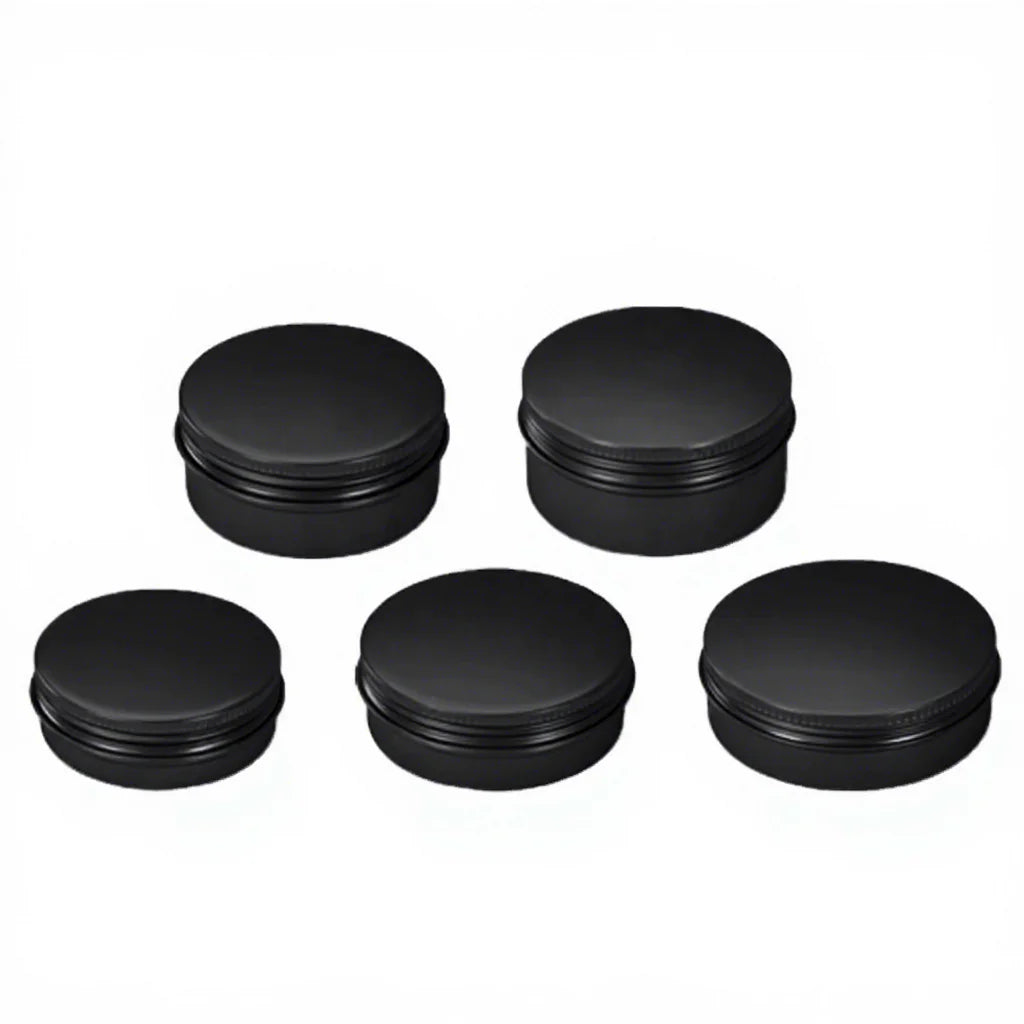 5ml 10ml 20ml 30ml 50ml 60ml 80ml 100ml 200ml 250ml Matte Black Cans Cosmetics Lip Balm Candle Aluminum Tin Packaging with Lid