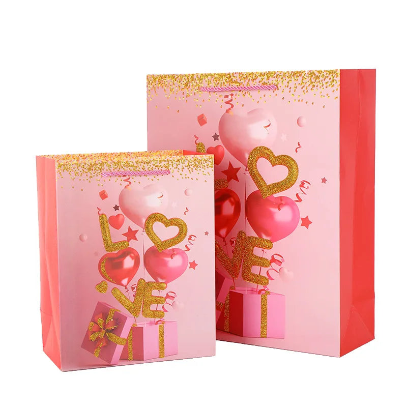 Valentine's Day Gift Bag Printing Holographic Grocery Thicken Shopping Bag for Apparel Gift Packaging