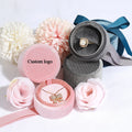 Custom Logo Luxury Jewelry Gift Bracelet Earring Necklace Packaging Romantic Velvet Wedding Ring Box Ribbon Vintage PC Storage
