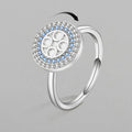 Blue and White Zirconia Open End Ring Niche Minimalist Spinning Anti Anxiety Women's Rings