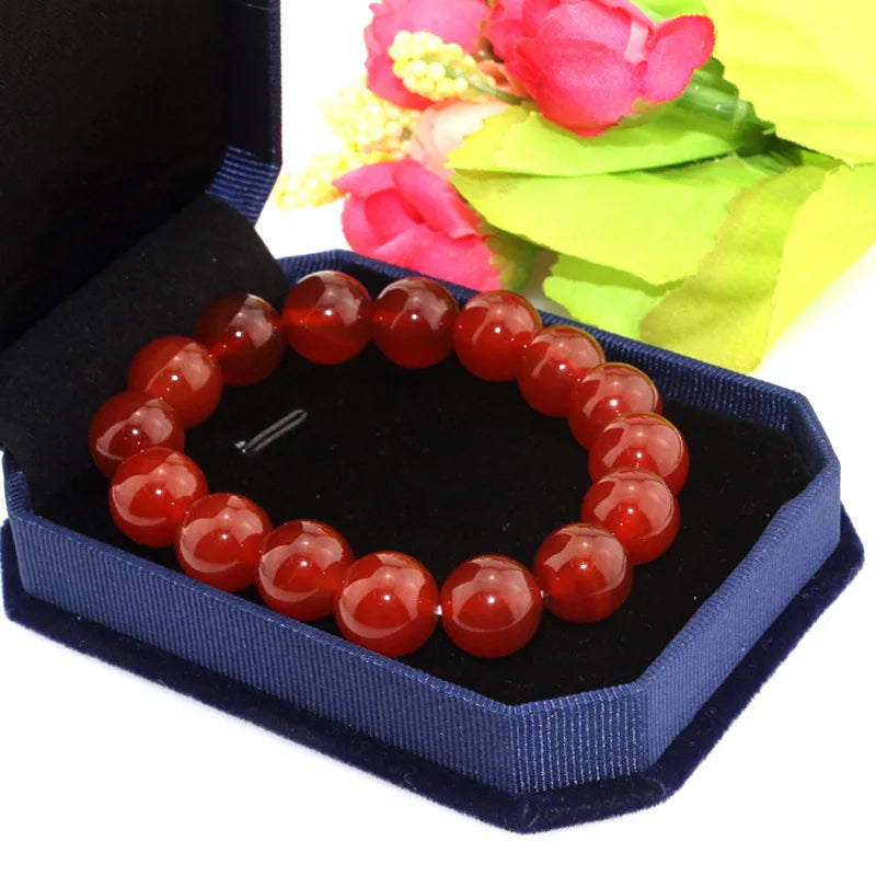 Newest Wholesale Red Agate Carnelian Natural Stone Round Bead Bracelet Yoga Bracelet Healing Gemstone Bracelet