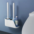 ZZHOME Silicone Double-Sided Two-Brush Toilet Cleaning Holder with Shelf Bathroom Storage Rack